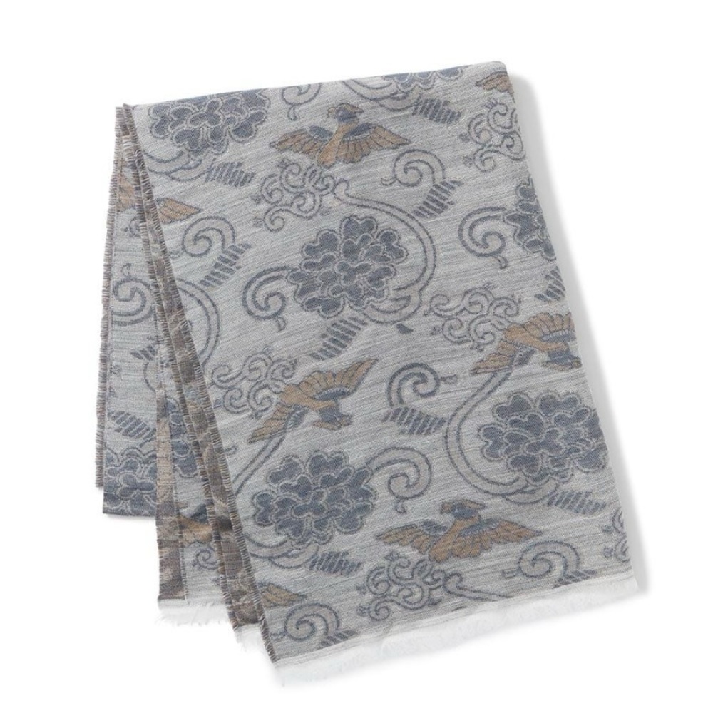 Japanese Birds and Flowers Oversize Jacquard Shawl - Picture 5 of 6